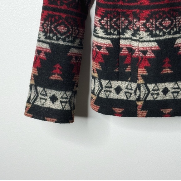 Ella Moss Anthropologie Coat Southwestern Motif Faux Fur Collar Winter Black - Picture 6 of 16